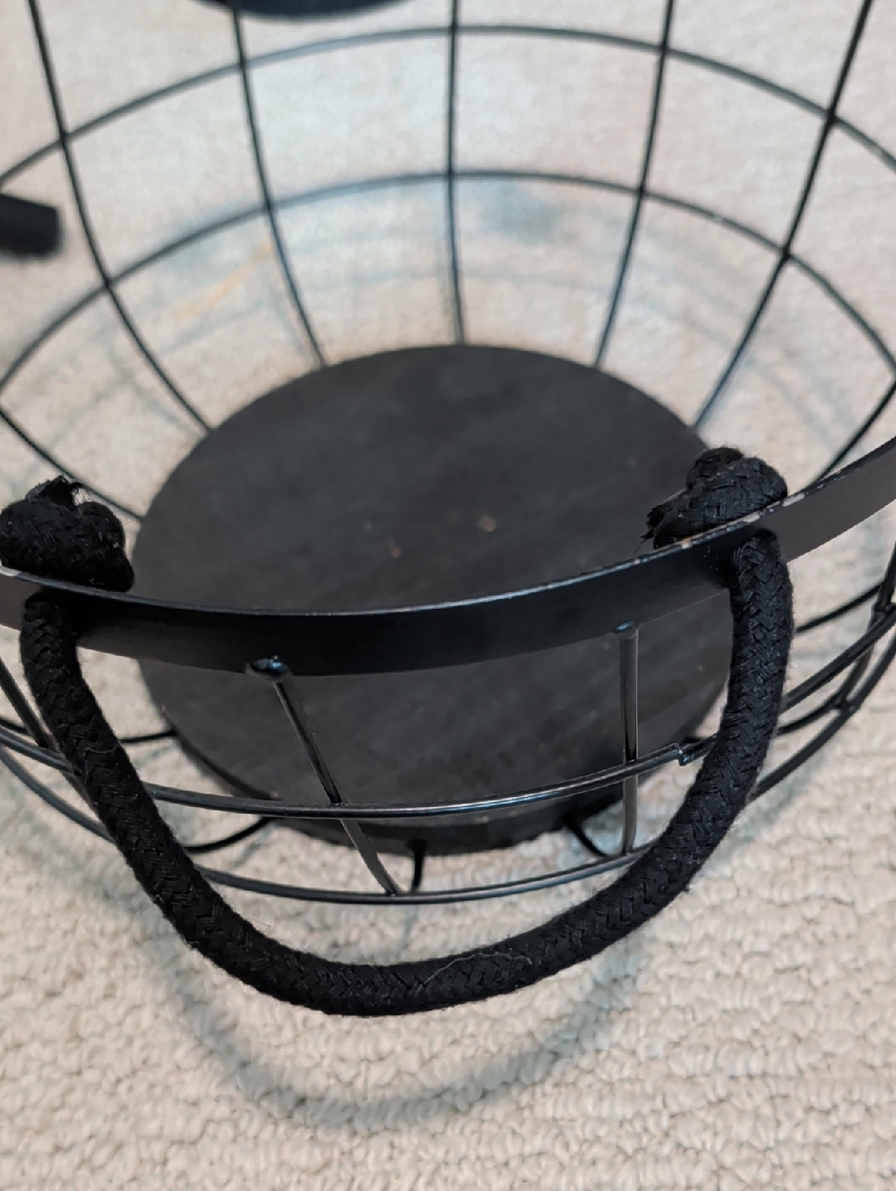 Black Wire Round Basket with Rope Handles - Picture 5 of 7